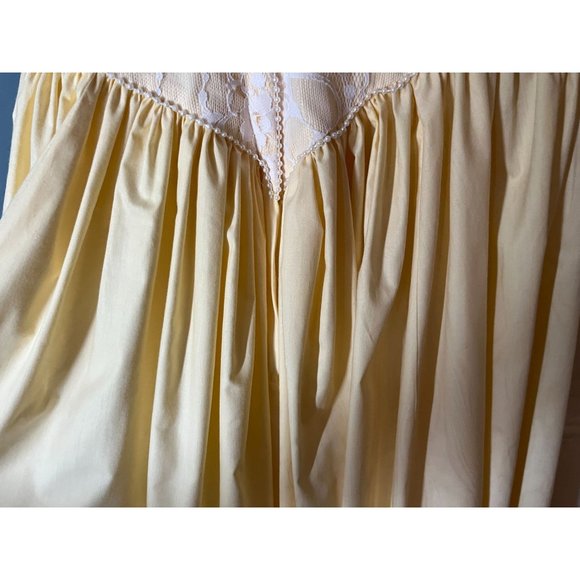 60s-70s Vintage Formal Yellow Beaded Bodice Midi Dress with Bow - Picture 5 of 12